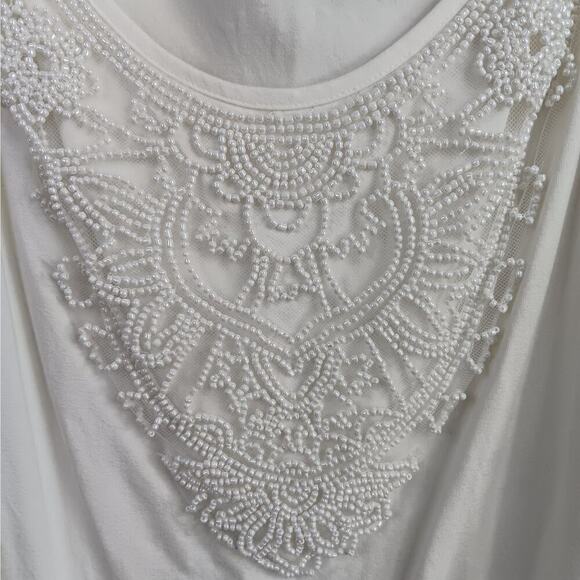 Gently Used Cache XL Off White Beaded Tank Top - Picture 2 of 5